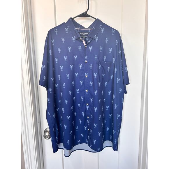 Mizzen + Main Men Classic Leeward Trim Fit Lobster Print Performance Shirt XXL - Picture 3 of 12